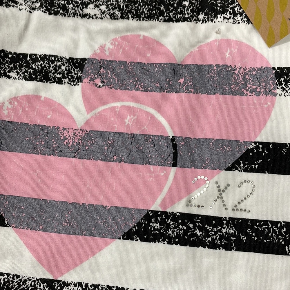 NWT Deux par Deux Girls Cotton Pink Hearts Striped Short Sleeves Dress - Picture 3 of 5